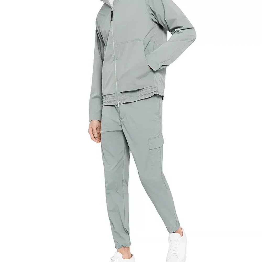 Men's Theory Haskel Kelso Piqué Packable Jacket in Steel Green - Picture 7 of 9